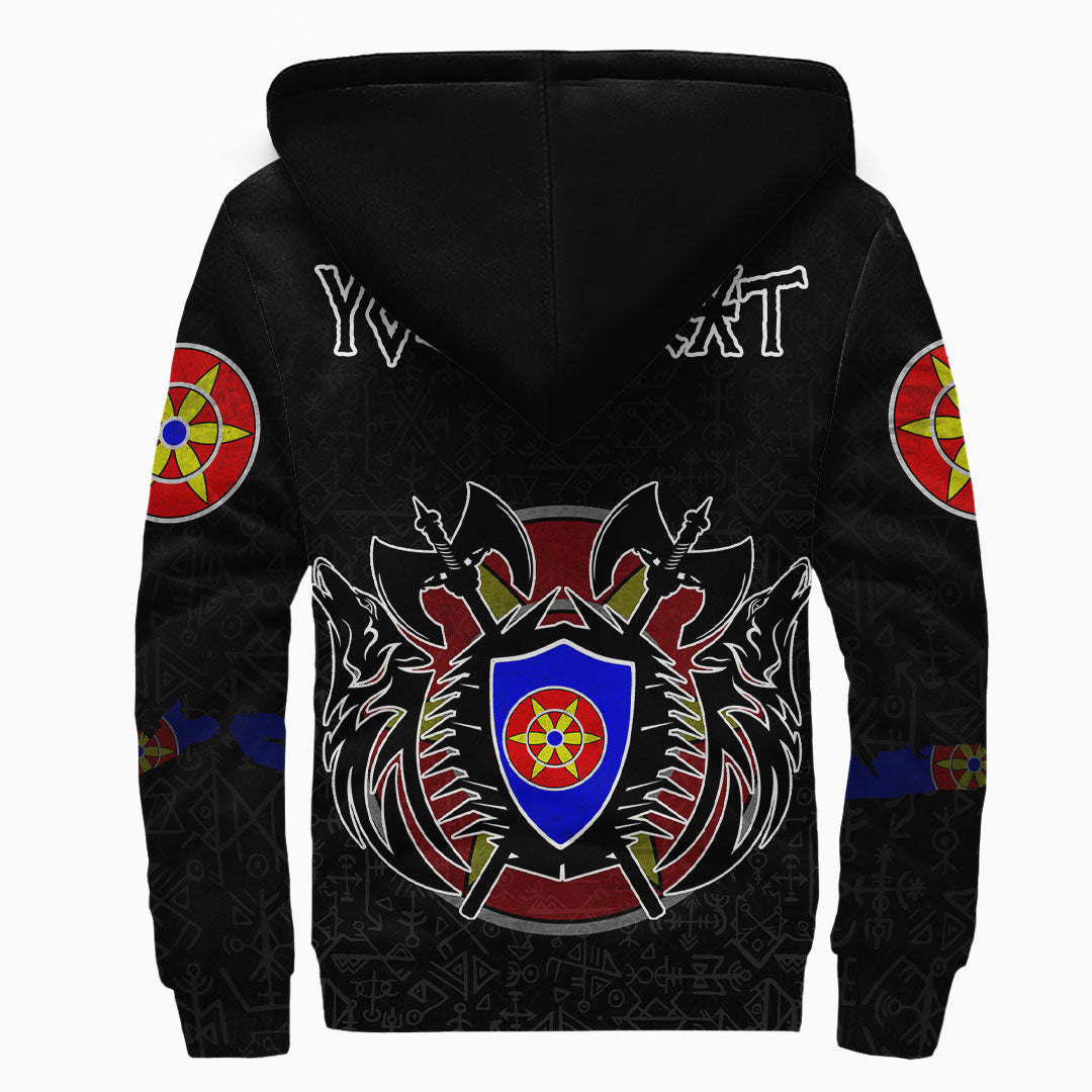 (Custom) Viking - Kven Flag and Map Sherpa Hoodie style Viking Geri and Freki RLT12 - Wonder Print Shop