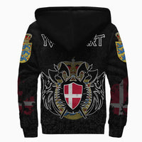 (Custom) Viking - Denmark Flag and Map Sherpa Hoodie style Viking Geri and Freki RLT12 - Wonder Print Shop