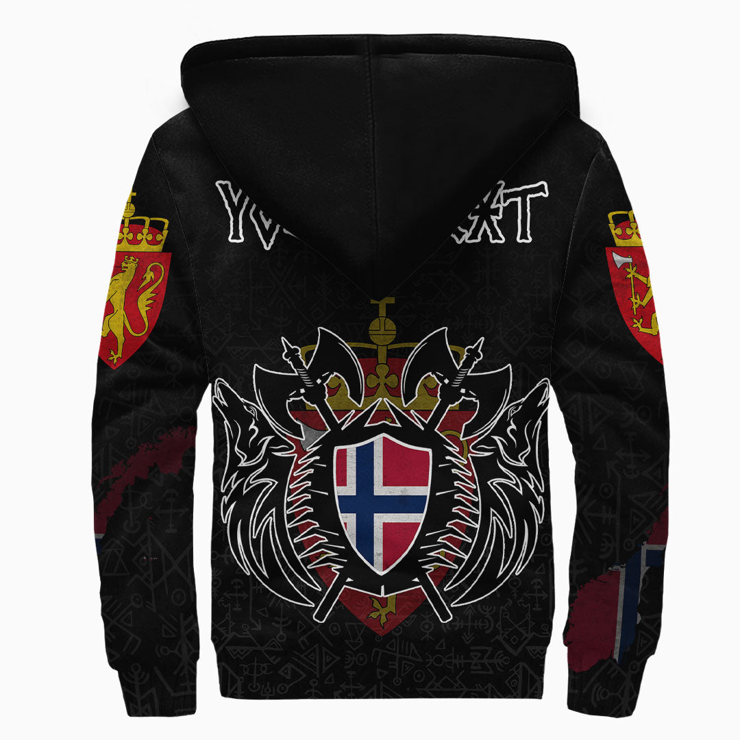 (Custom) Viking - Norway Flag and Map Sherpa Hoodie style Viking Geri and Freki RLT12 - Wonder Print Shop