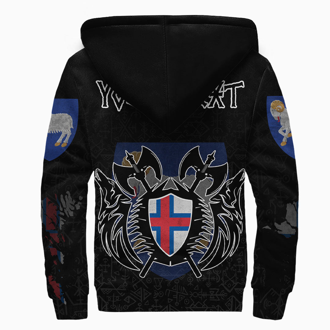 (Custom) Viking - Faroe Islands Flag and Map Sherpa Hoodie style Viking Geri and Freki RLT12 - Wonder Print Shop