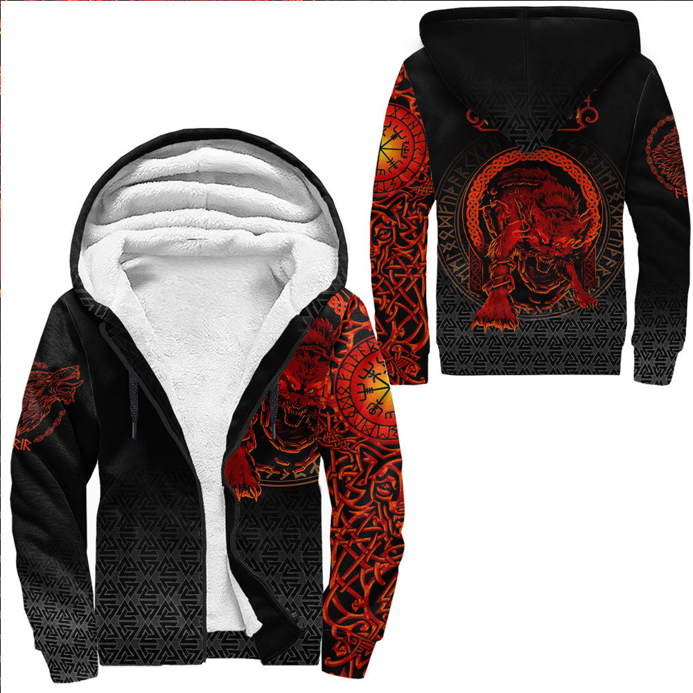 Viking Clothing Viking Fenrir Norse 3D Sherpa Hoodie RLT12 - Wonder Print Shop