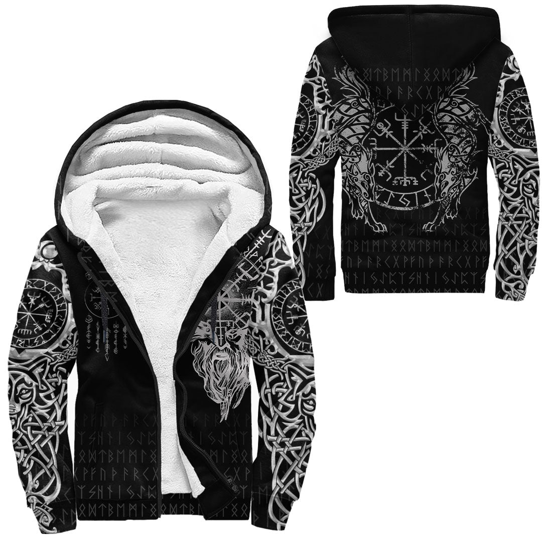 Viking Clothing Viking Compass Vegvisir Tattoo Sherpa Hoodie RLT12 - Wonder Print Shop