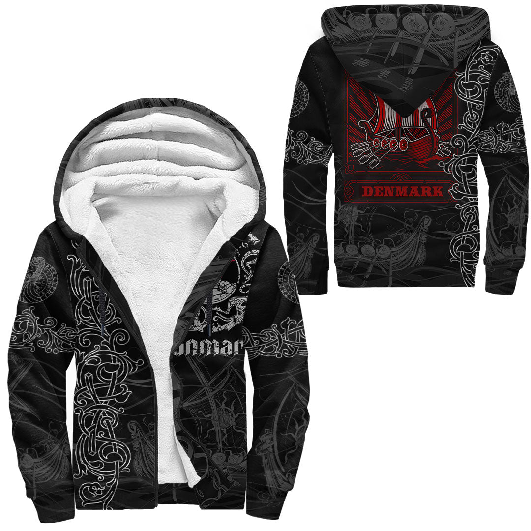 Viking Clothing Viking Drakkar Denmark Warship Sherpa Hoodie RLT12 - Wonder Print Shop
