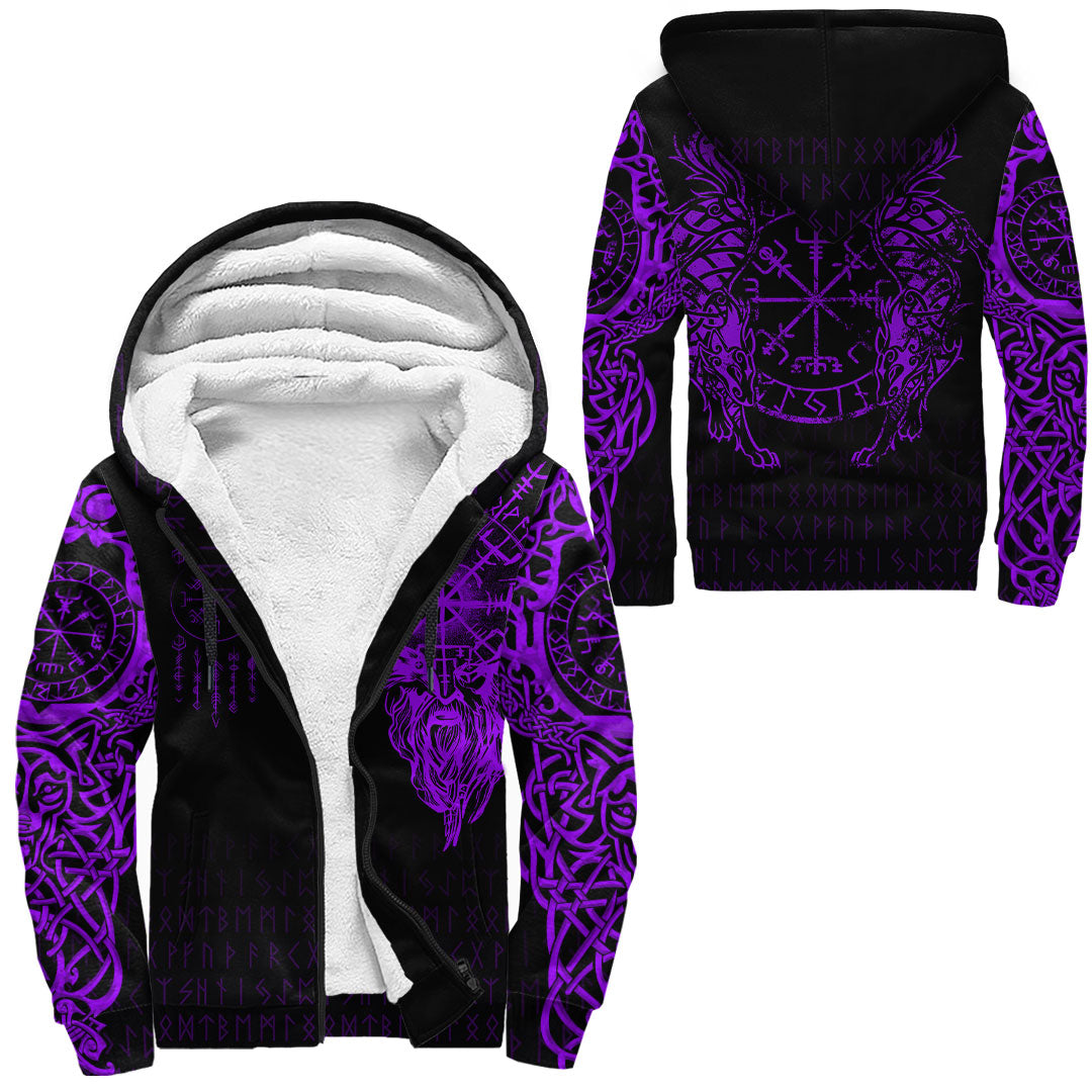 Viking Clothing Viking Compass Vegvisir Tattoo Purple Version Sherpa Hoodie RLT12 - Wonder Print Shop