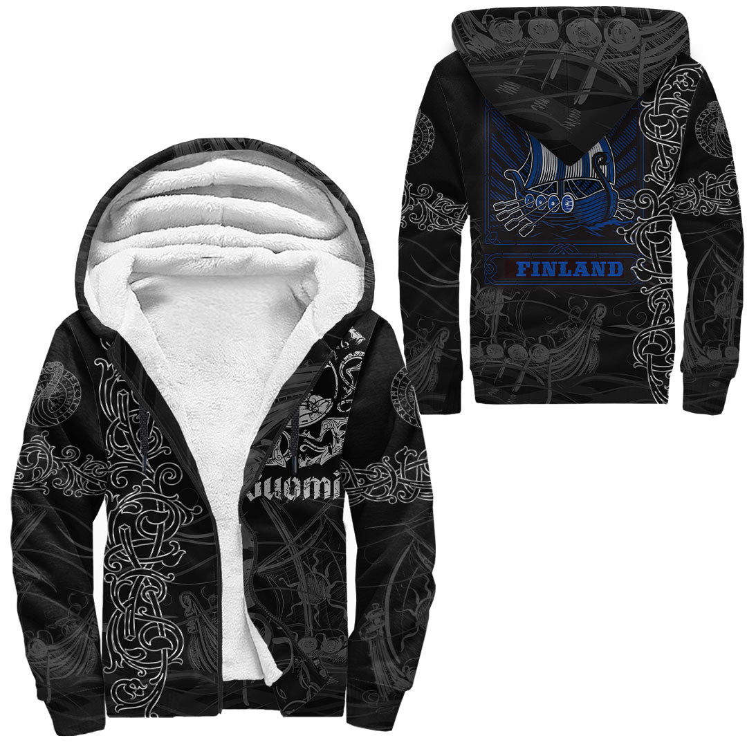 Viking Clothing Viking Drakkar Finland Warship Sherpa Hoodie RLT12 - Wonder Print Shop