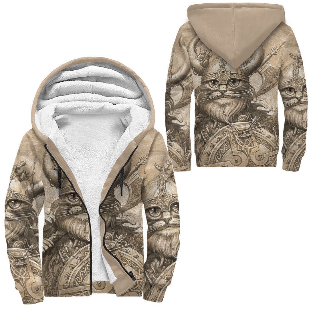 Viking Clothing Vikings Cat Sherpa Hoodie RLT12 - Wonder Print Shop