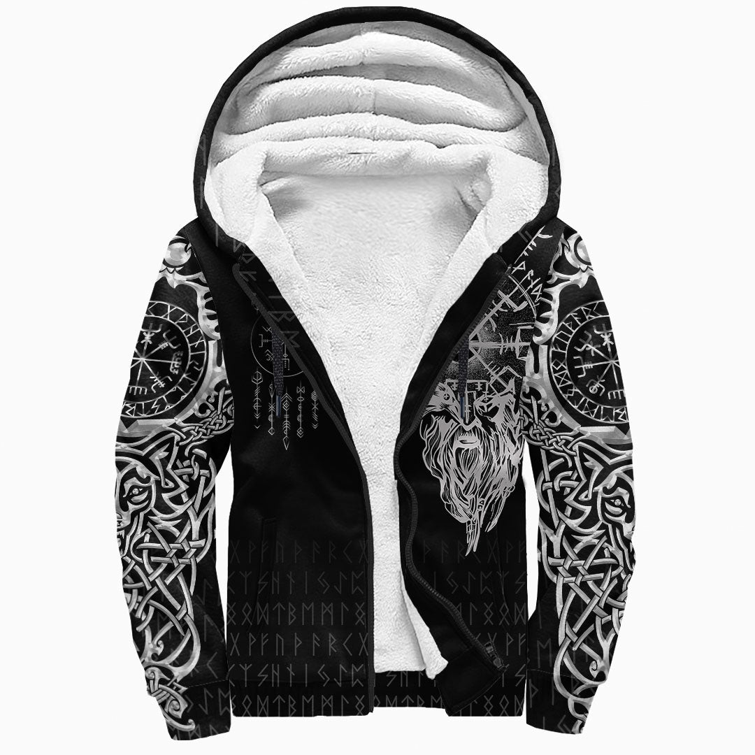 Viking Clothing Viking Compass Vegvisir Tattoo Sherpa Hoodie RLT12 - Wonder Print Shop