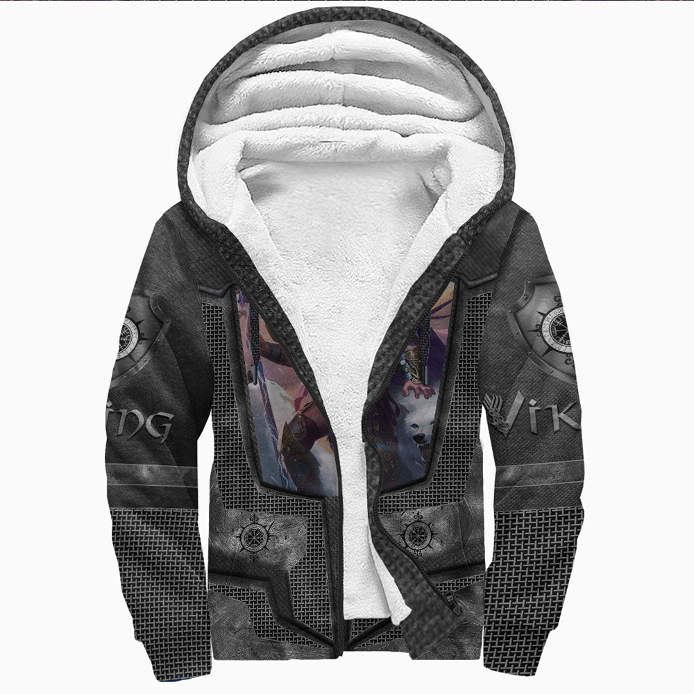 Viking Clothing Armor 3D Style Viking Odin Sherpa Hoodie RLT12 - Wonder Print Shop