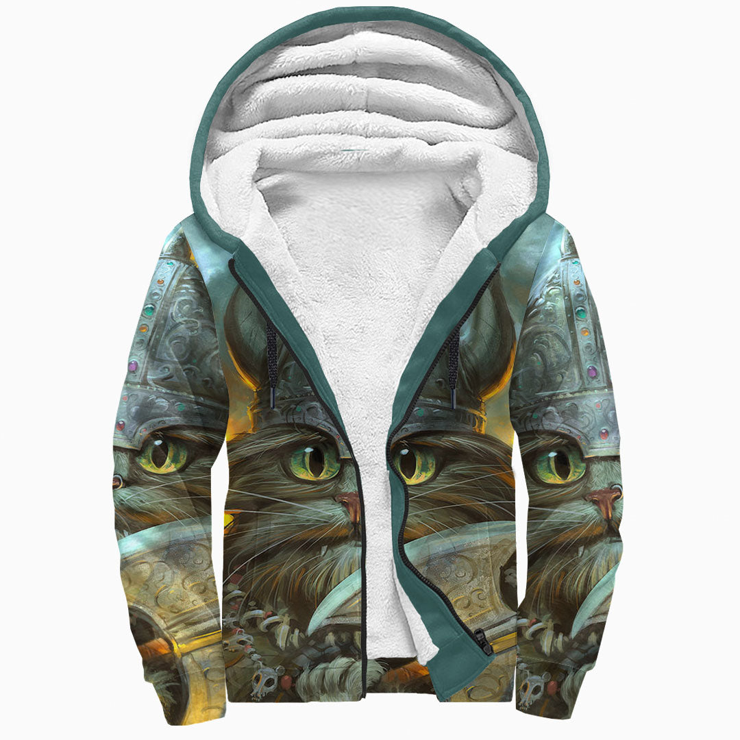 Viking Clothing Vikings Cat Warrior Sherpa Hoodie RLT12 - Wonder Print Shop