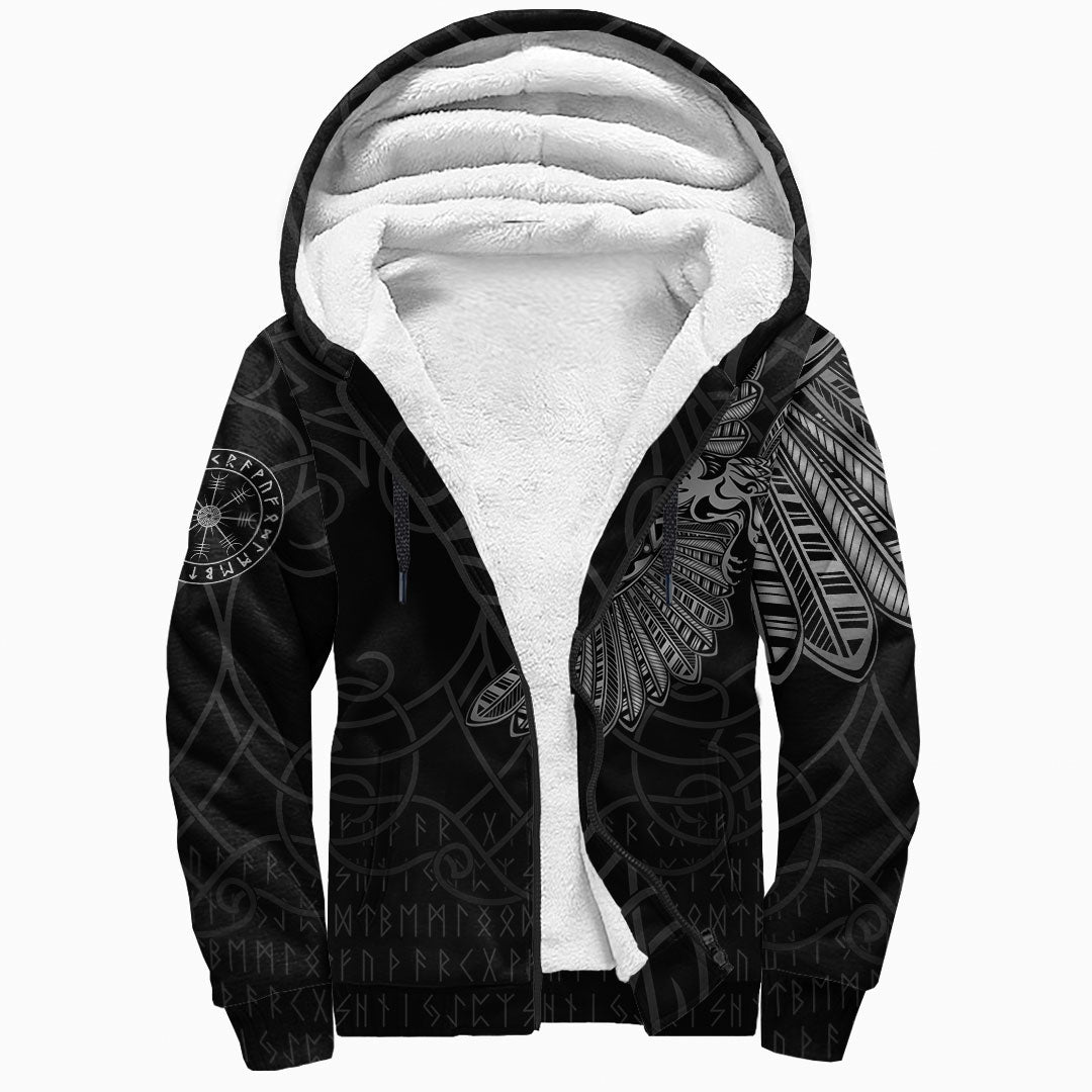 Viking Clothing Viking Odins Raven Tattoo Sherpa Hoodie RLT12 - Wonder Print Shop