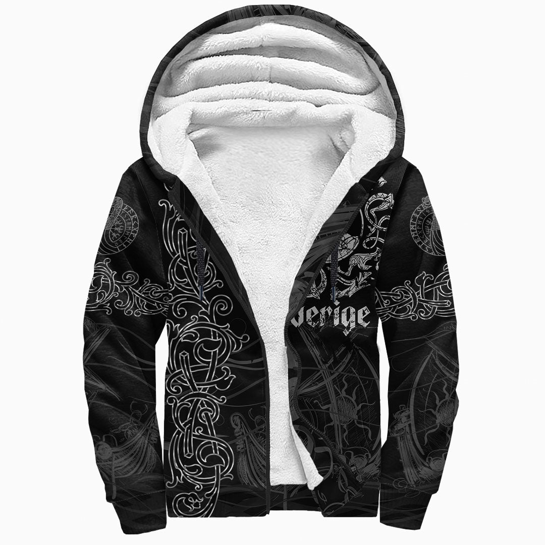 Viking Clothing Viking Drakkar Sweden Warship Sherpa Hoodie RLT12 - Wonder Print Shop