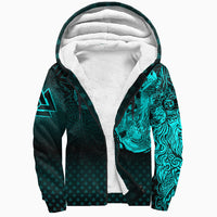 Viking Clothing Viking Odin Raven Tattoo Style Cyan Version Raglan Sherpa Hoodie RLT12 - Wonder Print Shop