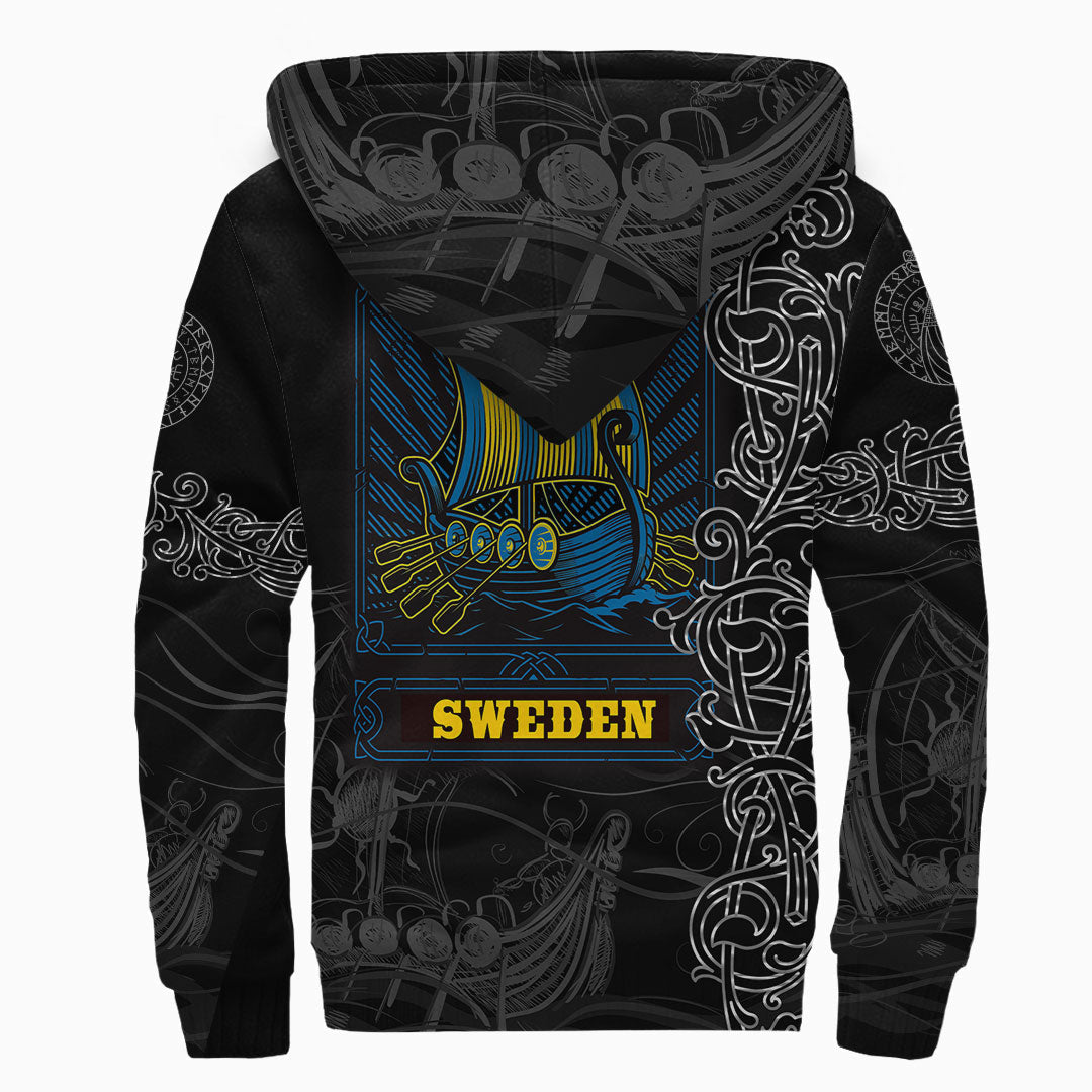 Viking Clothing Viking Drakkar Sweden Warship Sherpa Hoodie RLT12 - Wonder Print Shop