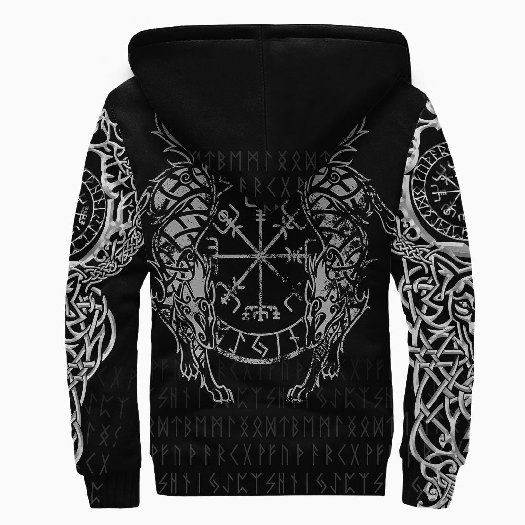 Viking Clothing Viking Compass Vegvisir Tattoo Sherpa Hoodie RLT12 - Wonder Print Shop