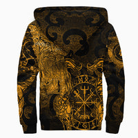 Viking Clothing Viking Odin Tattoo Gold Version Sherpa Hoodie RLT12 - Wonder Print Shop