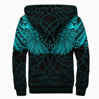 Viking Clothing Viking Odin's Celtic Two Ravens Cyan Version Sherpa Hoodie RLT12 - Wonder Print Shop