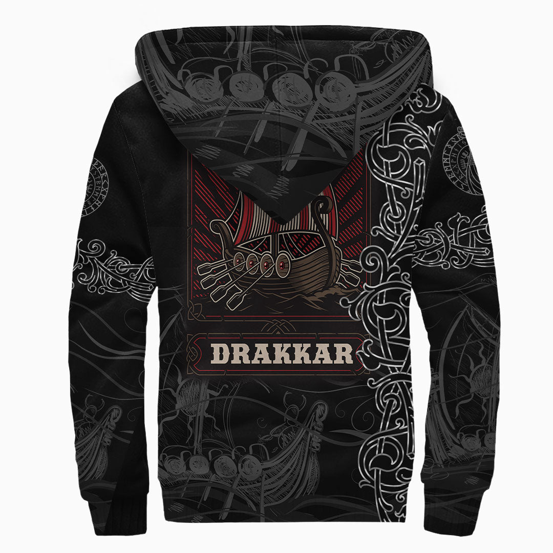 Viking Clothing Viking Drakkar Warship Sherpa Hoodie RLT12 - Wonder Print Shop