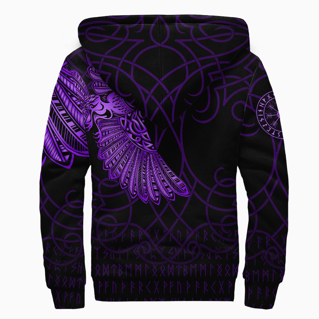 Viking Clothing Viking Odins Raven Tattoo Purple Version Sherpa Hoodie RLT12 - Wonder Print Shop