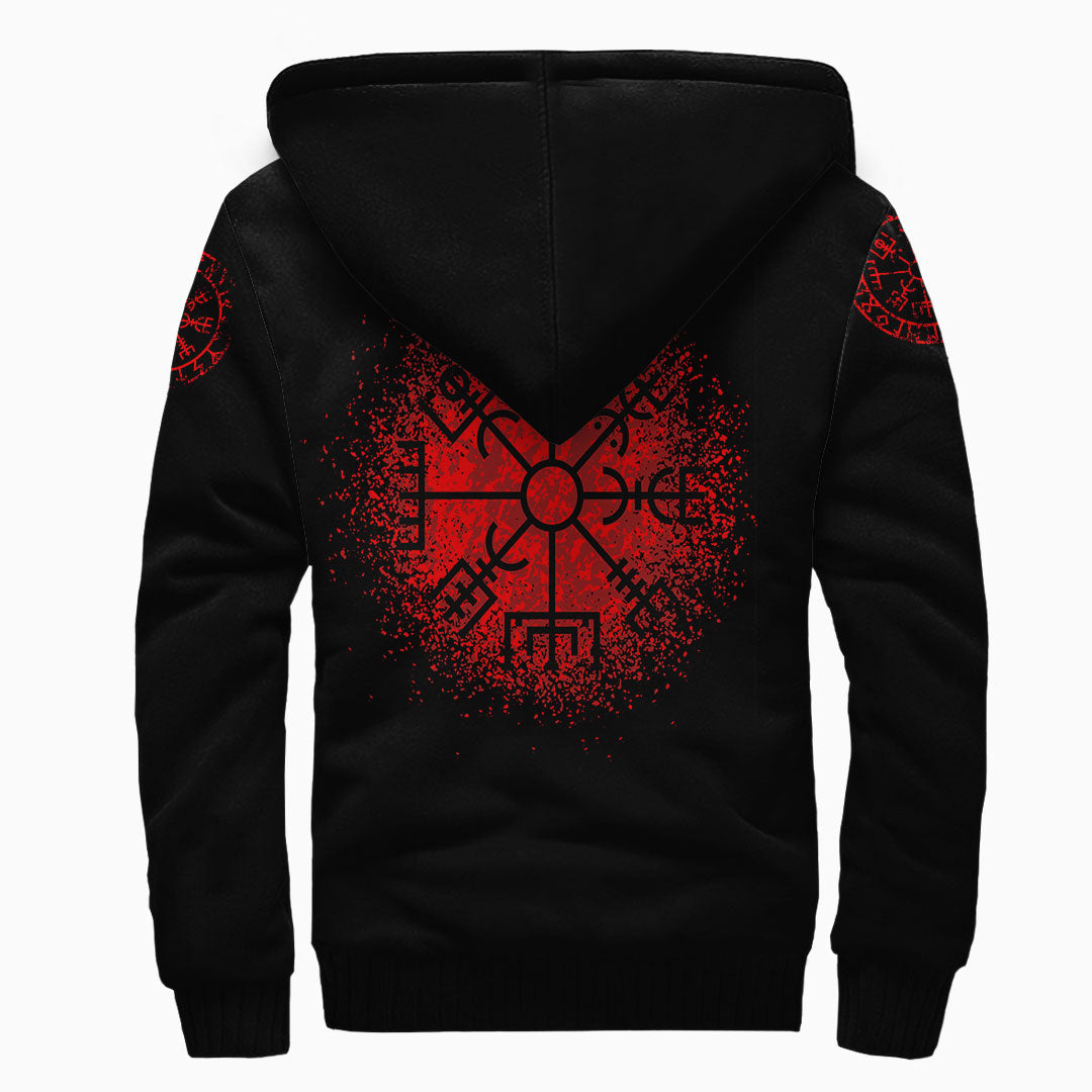 Viking Viking Raven Vegvisir Sherpa Hoodie RLT12 - Wonder Print Shop