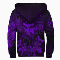 Viking Clothing Viking Odin Raven Tattoo Style Purple Version Raglan Sherpa Hoodie RLT12 - Wonder Print Shop