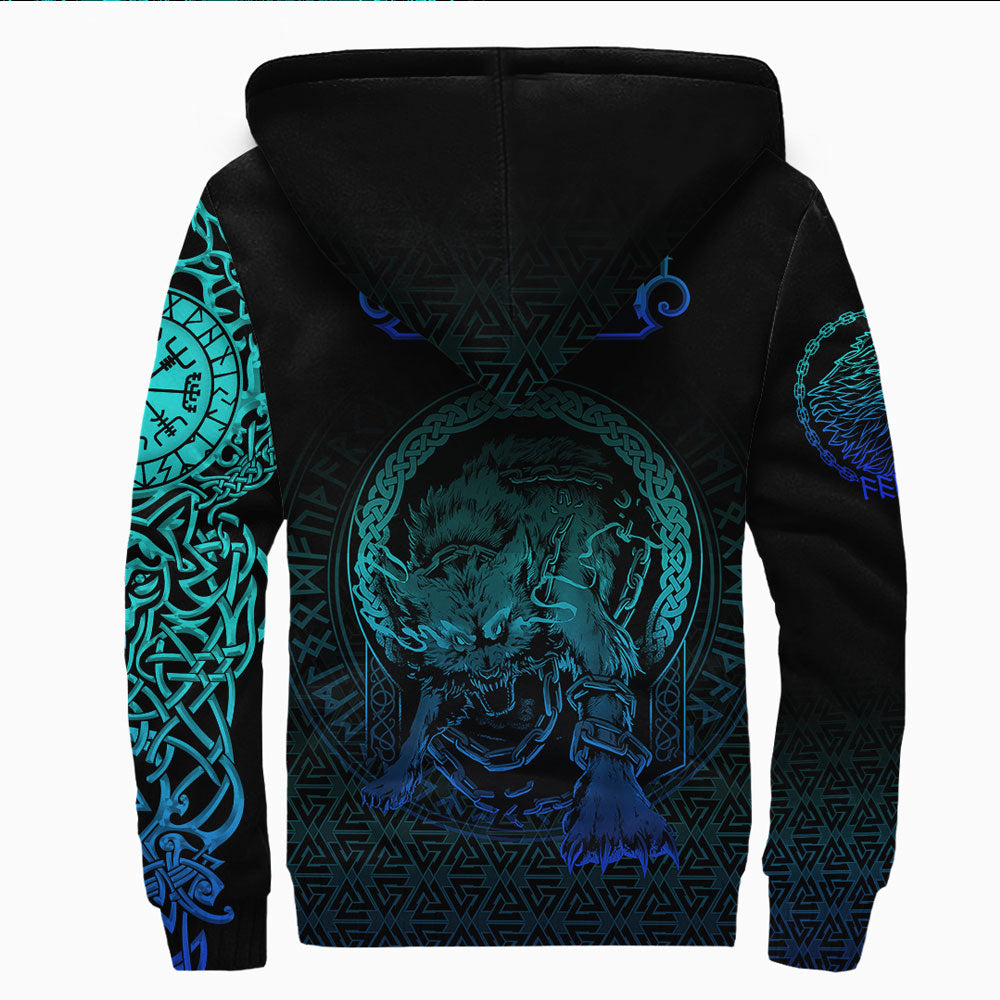 Viking Clothing Viking Fenrir Norse 3D Special Sherpa Hoodie RLT12 - Wonder Print Shop