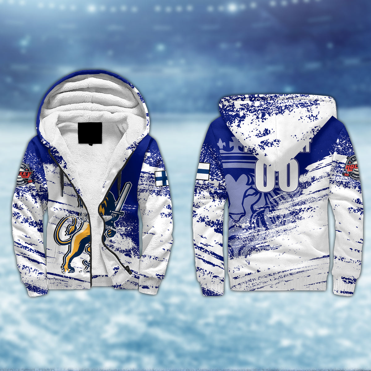 Finland Suomi Leijonat Hockey Sherpa Hoodie - LT2 - Wonder Print Shop
