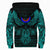 Viking Kven Sherpa Hoodie Valknut of Odin Cyan RLT12 - Wonder Print Shop