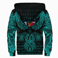 Viking Norway Sherpa Hoodie Valknut of Odin Cyan RLT12 - Wonder Print Shop