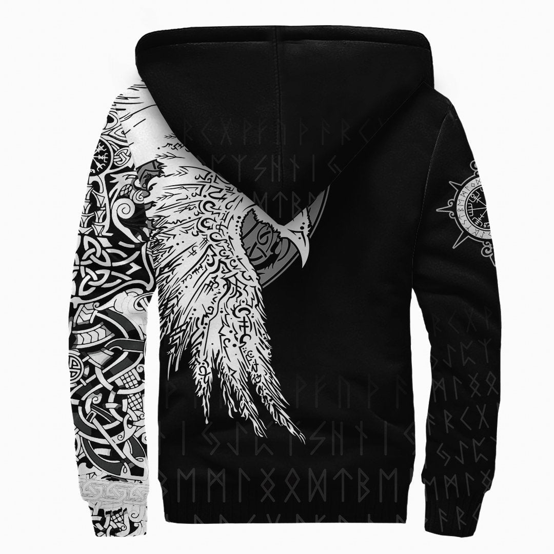 Custom Viking Sherpa Hoodie Mystical Raven Tattoo Special RLT12 - Wonder Print Shop