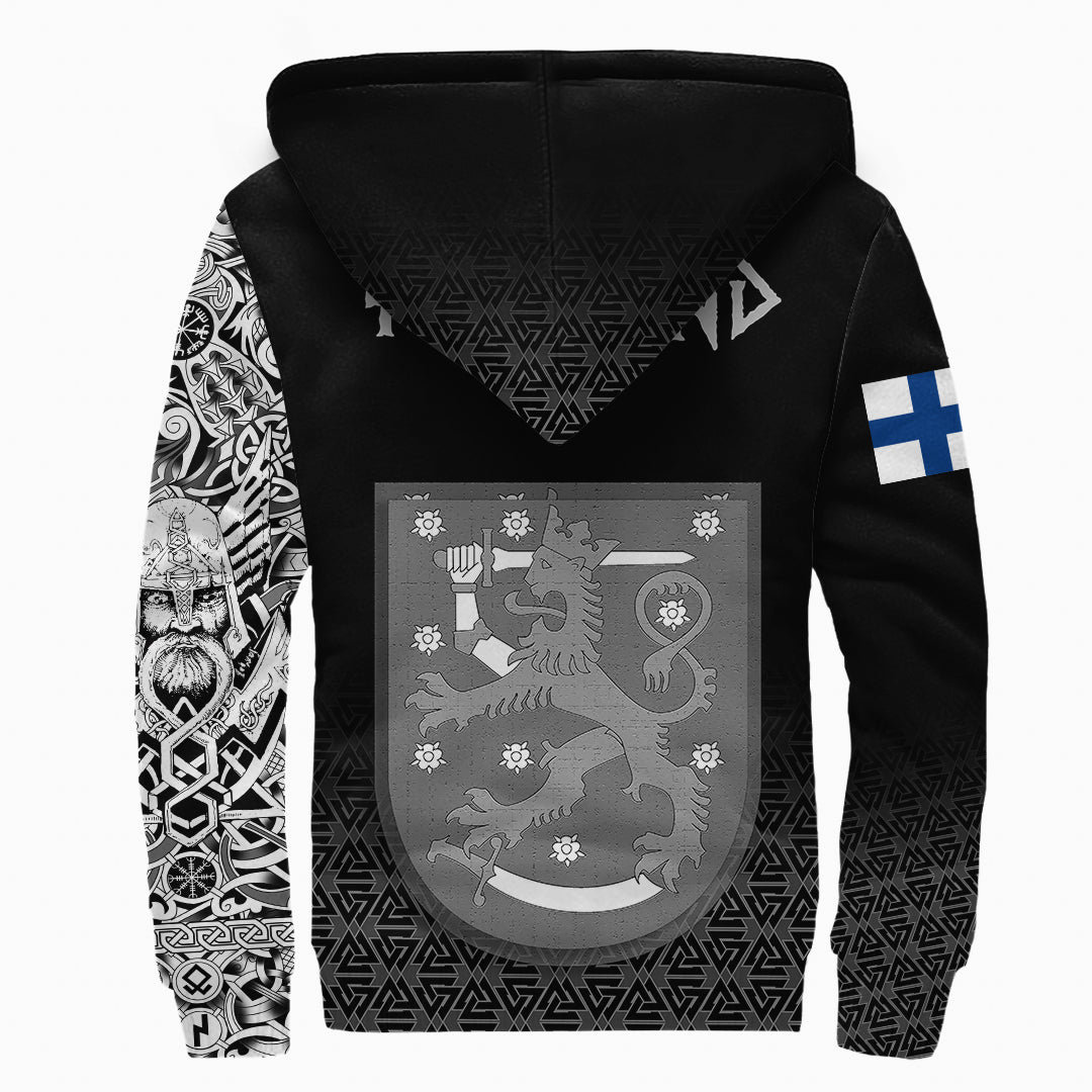 Viking Sherpa Hoodie - Finland Coat Of Arms RLT12 - Wonder Print Shop