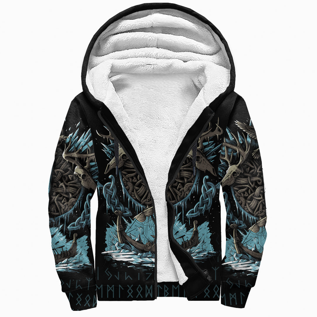 Viking Sherpa Hoodie - Isaz Rune RLT12 - Wonder Print Shop