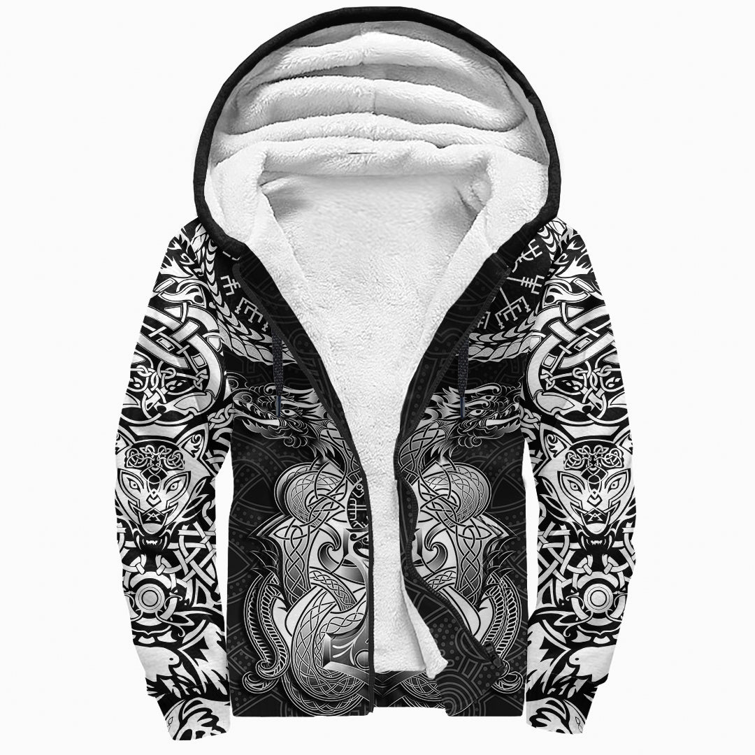 Viking Sherpa Hoodie - Dragon Tattoo RLT12 - Wonder Print Shop