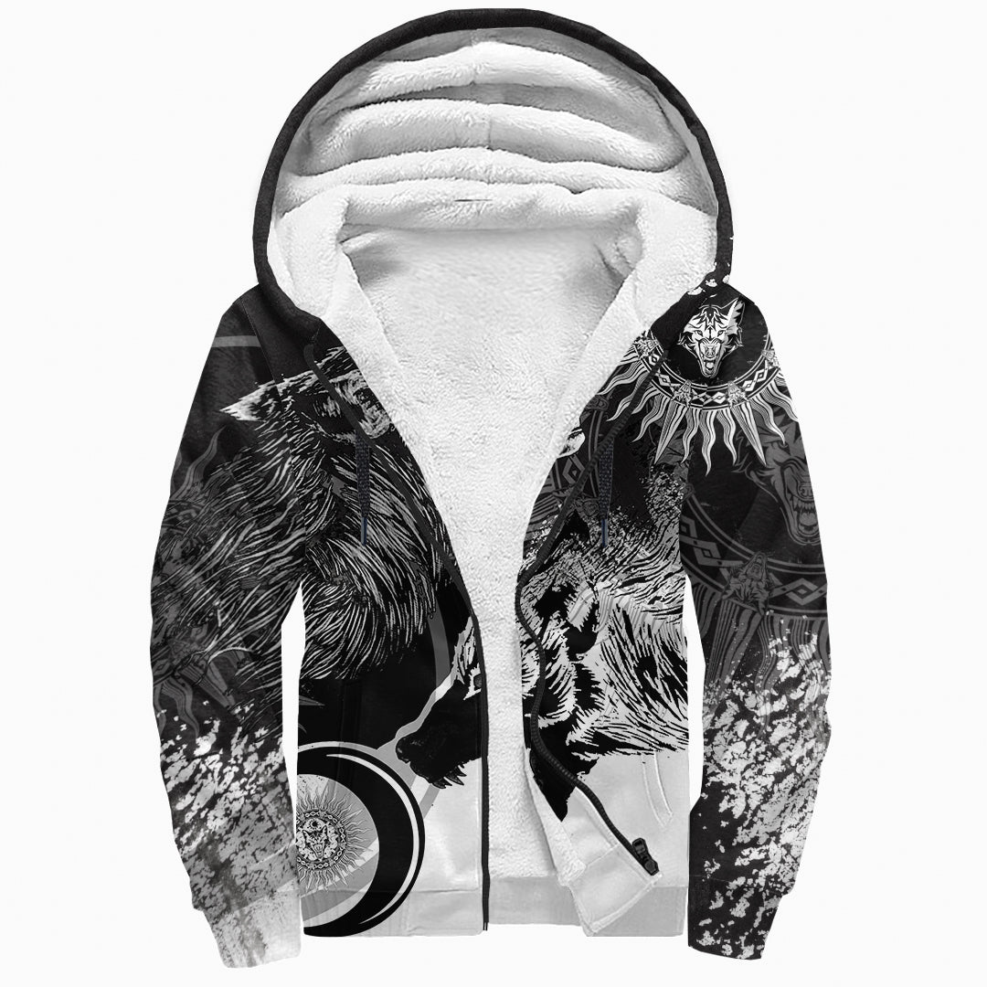 Viking Skoll and Hati New Style Sherpa Hoodie RLT12 - Wonder Print Shop
