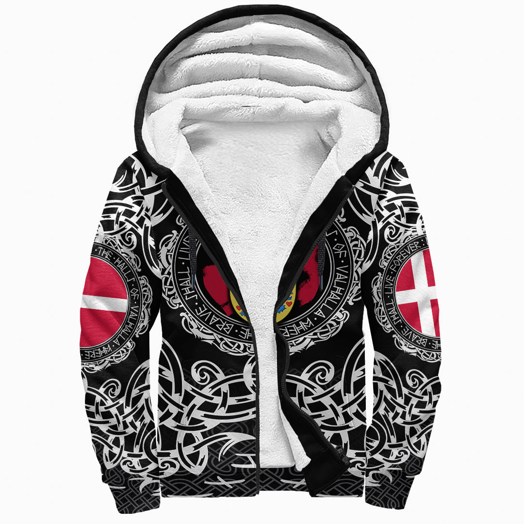 Viking Sherpa Hoodie - Denmark Viking Pattern RLT12 - Wonder Print Shop