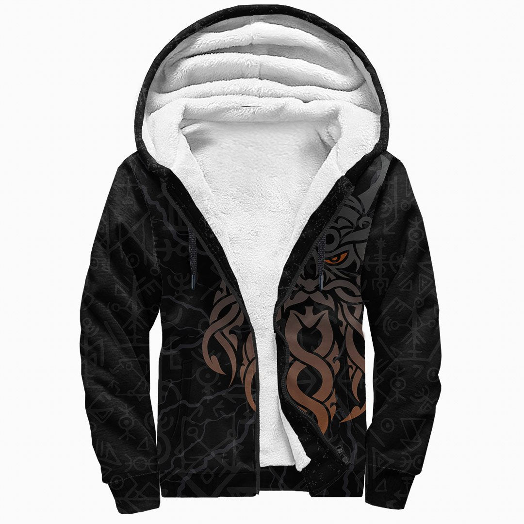 Viking Sherpa Hoodie, Odin God Furthark Tattoo Special RLT12 - Wonder Print Shop