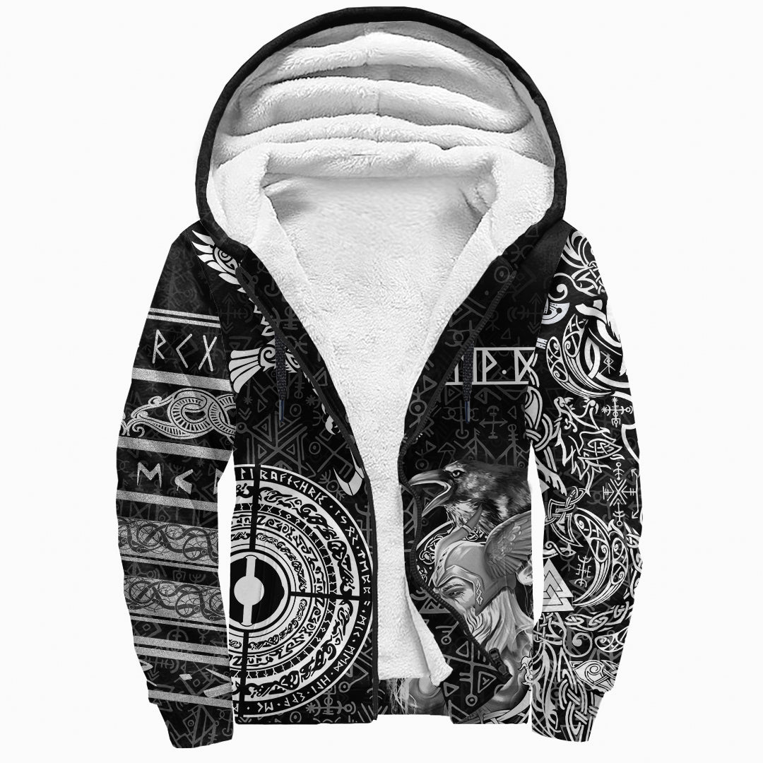 Viking Sherpa Hoodie - Odin and Raven Tattoo RLT12 - Wonder Print Shop