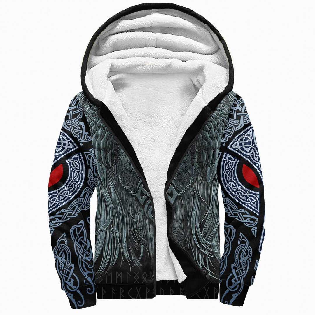 Viking Sherpa Hoodie, Spiral Wolf Spirit RLT12 - Wonder Print Shop