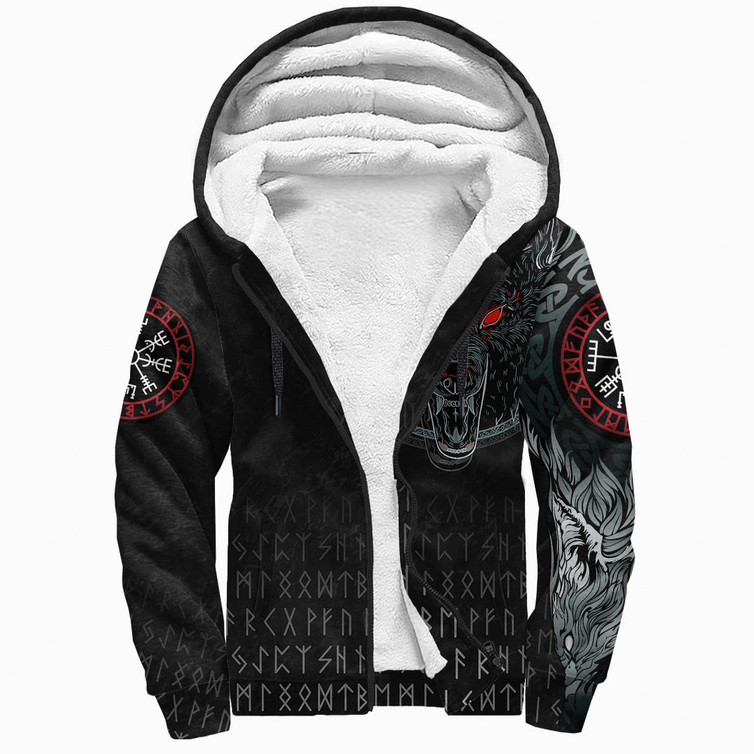 Viking Sherpa Hoodie - Fenrir Wolf RLT12 - Wonder Print Shop