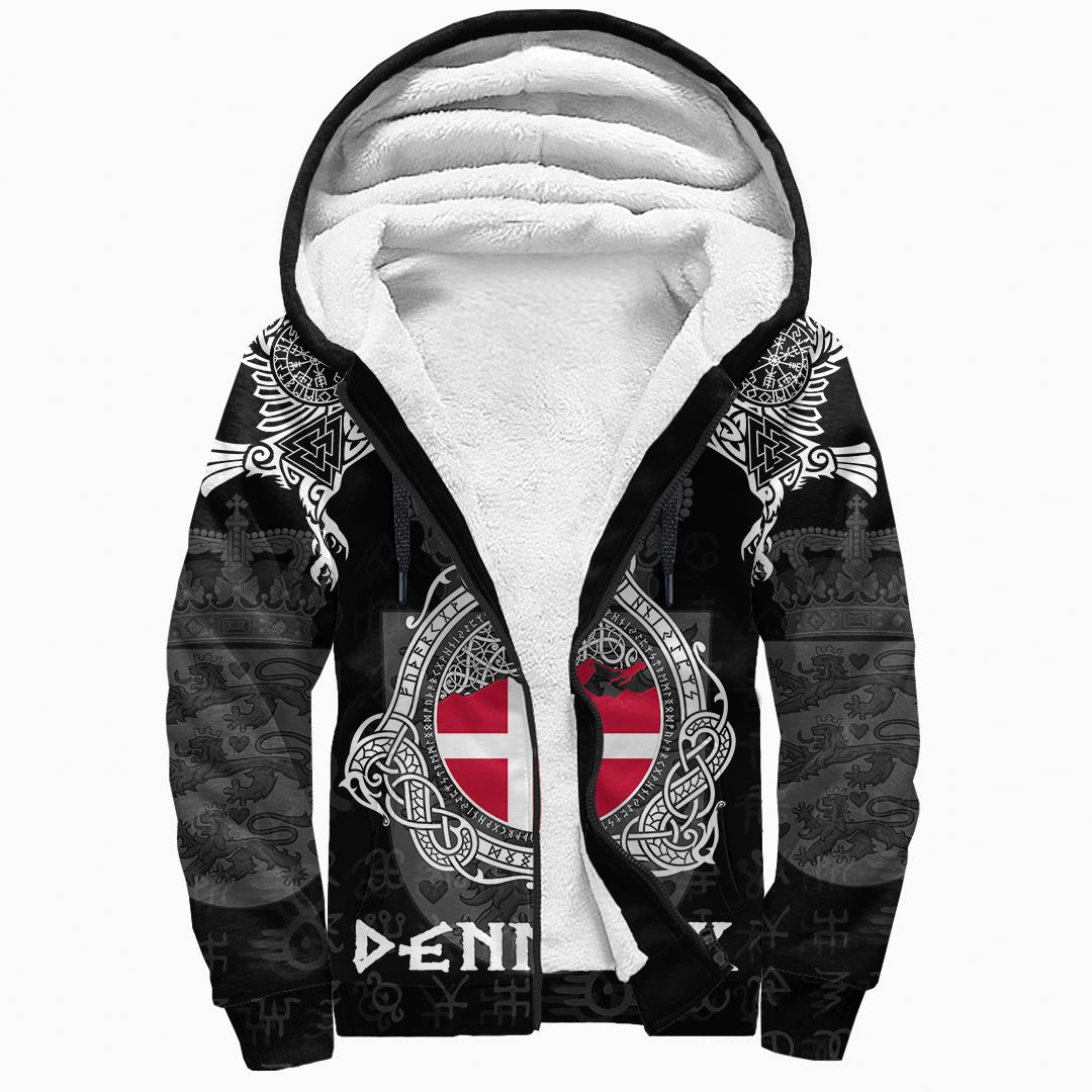Viking Denmark Style Double Raven of Odin Sherpa Hoodie RLT12 - Wonder Print Shop