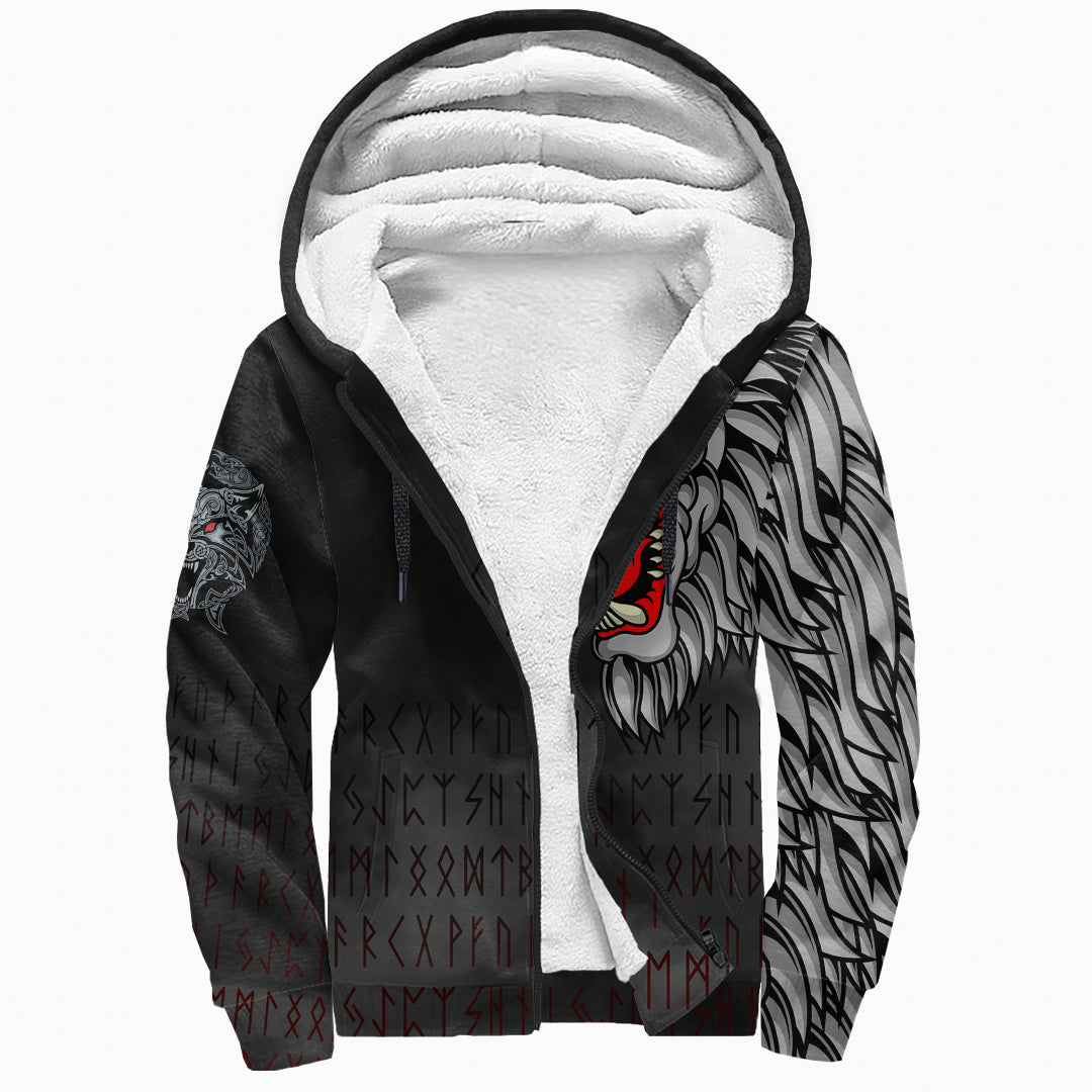 Viking Sherpa Hoodie - Killer Wolf Tattoo RLT12 - Wonder Print Shop