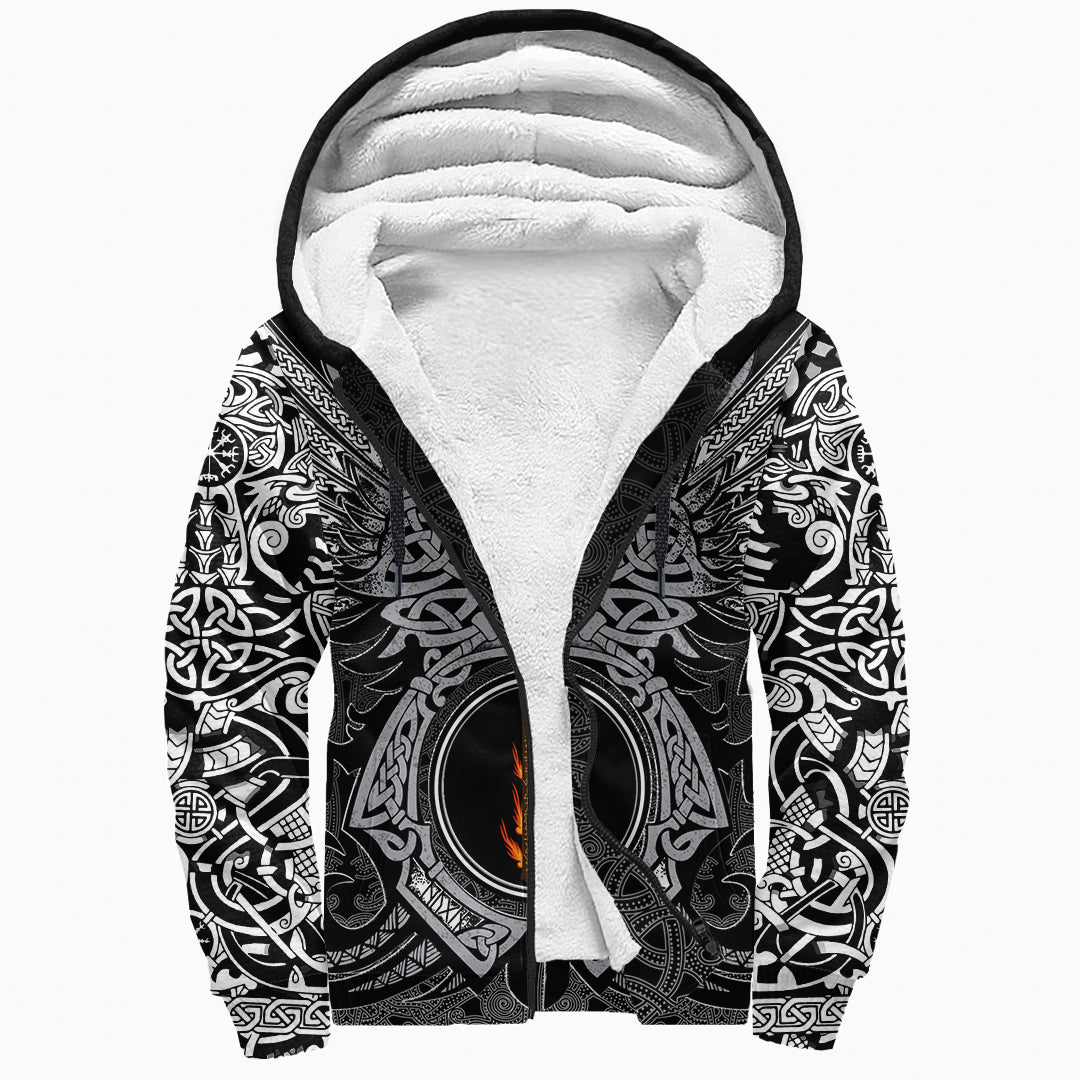 Copy Of Viking Sherpa Hoodie - Fehu Rune, Raven Tattoo RLT12 - Wonder Print Shop