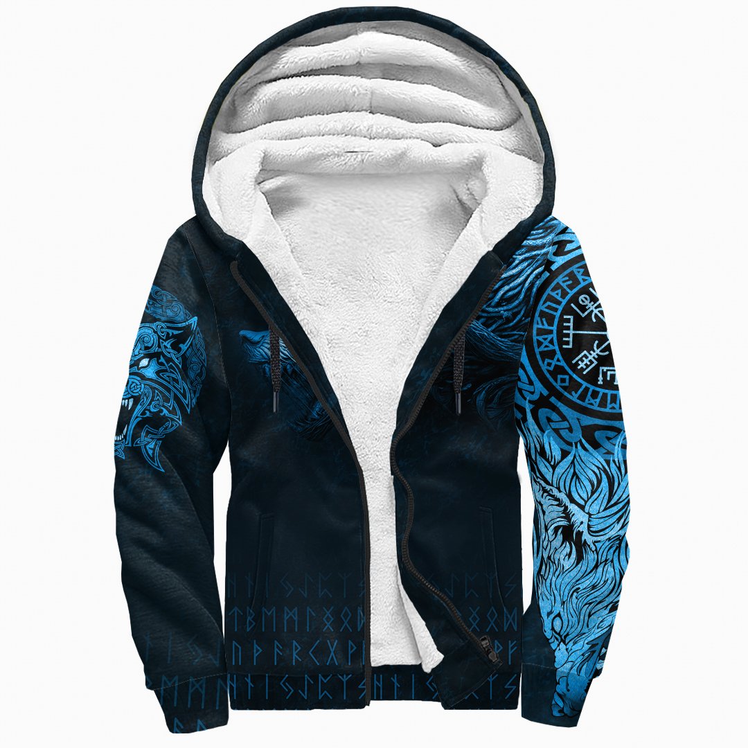 Viking Sherpa Hoodie, Fenrir Wolf RLT12 - Wonder Print Shop