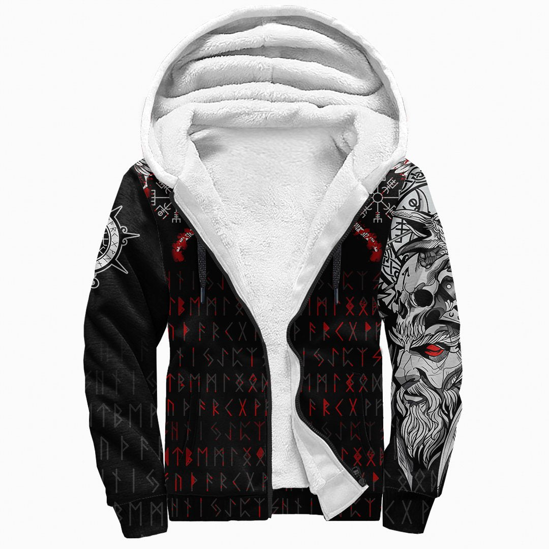 Viking Sherpa Hoodie - Double Dragon Tattoo and Vegvisir Blood RLT12 - Wonder Print Shop