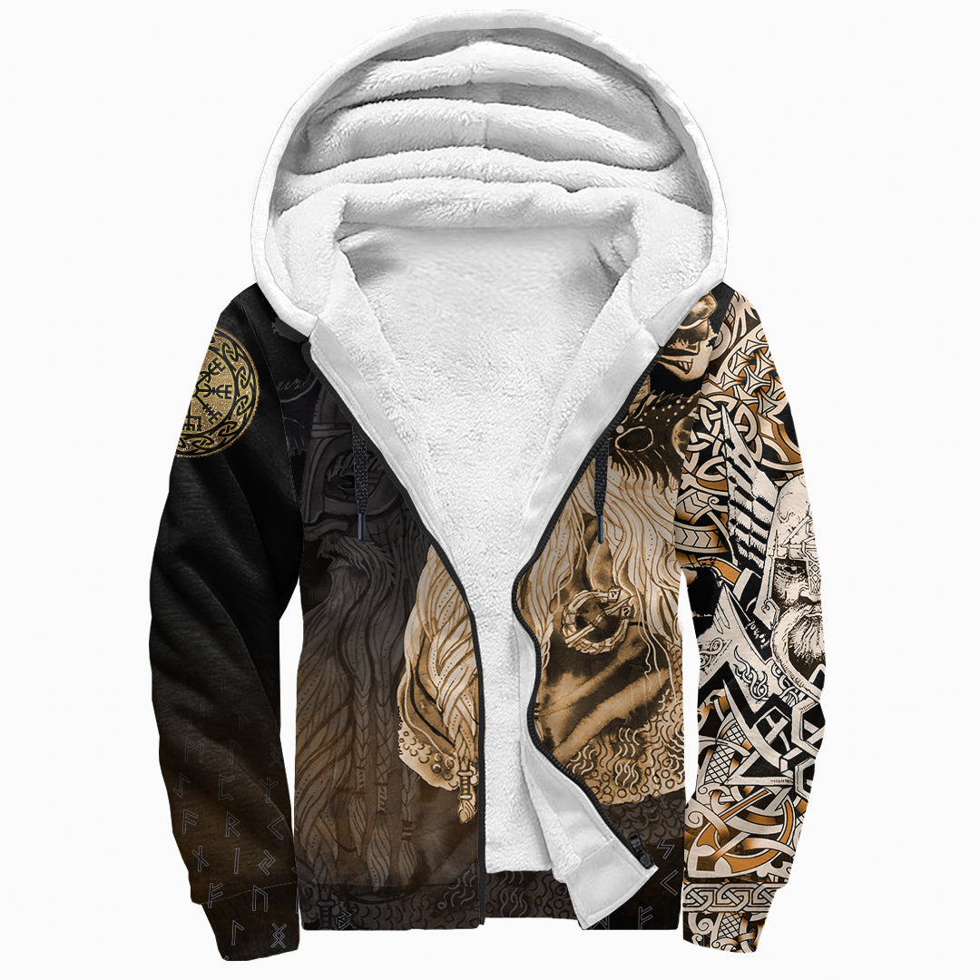Viking Sherpa Hoodie - Odin Raven Viking Gold RLT12 - Wonder Print Shop