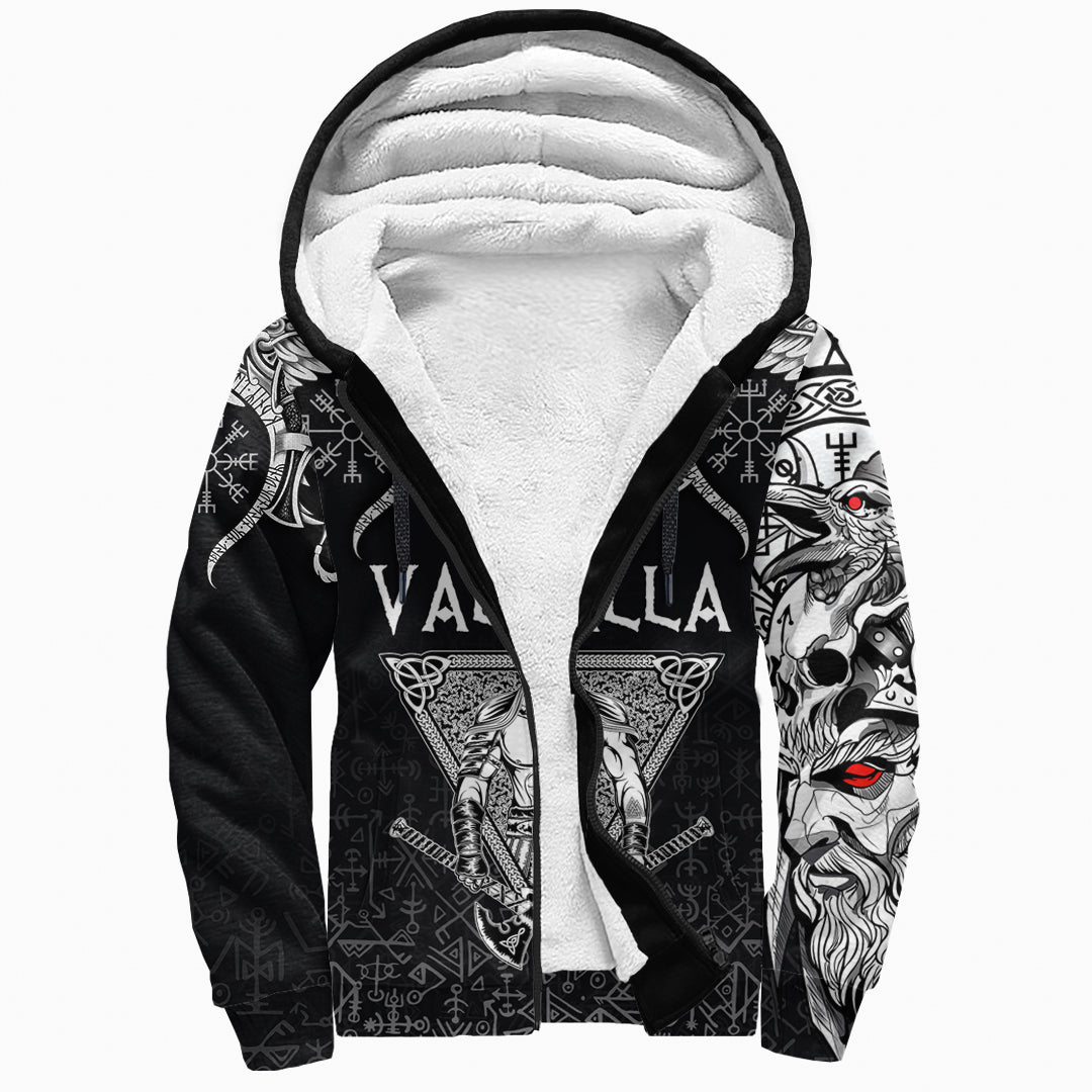 (Custom) Viking Sherpa Hoodie Warrior Valhalla And Double Dragon RLT12 - Wonder Print Shop