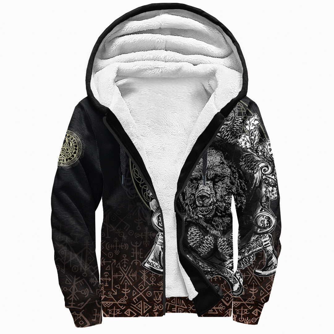 Viking Sherpa Hoodie Bear Claws and Viking Hammer RLT12 - Wonder Print Shop