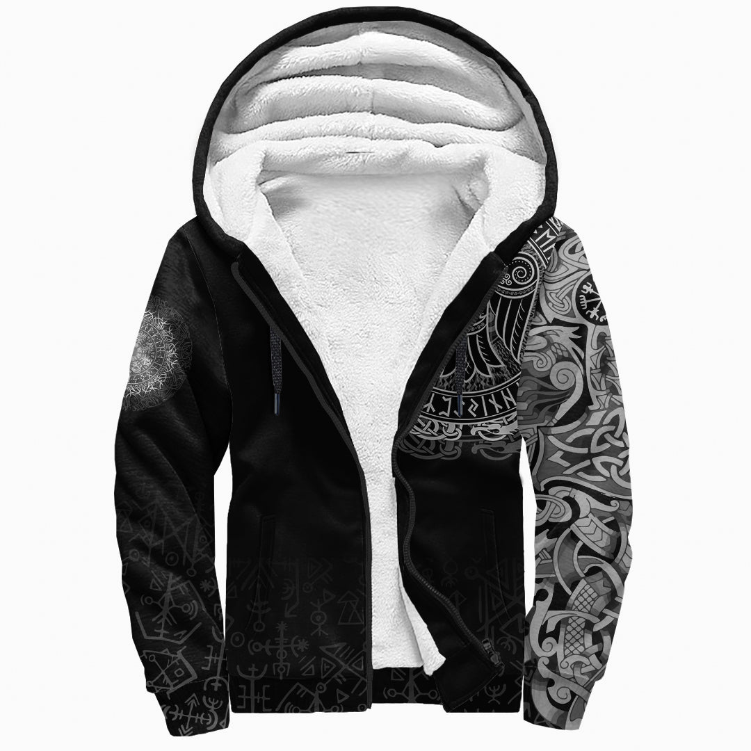 Viking Sherpa Hoodie - Celtic Raven Tattoo RLT12 - Wonder Print Shop