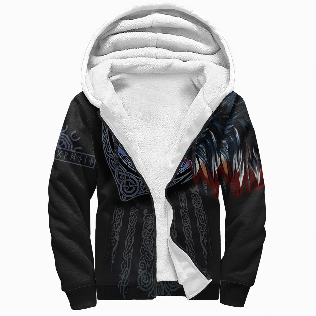 Viking Sherpa Hoodie - Viking Fenrir Wolf 3D RLT12 - Wonder Print Shop