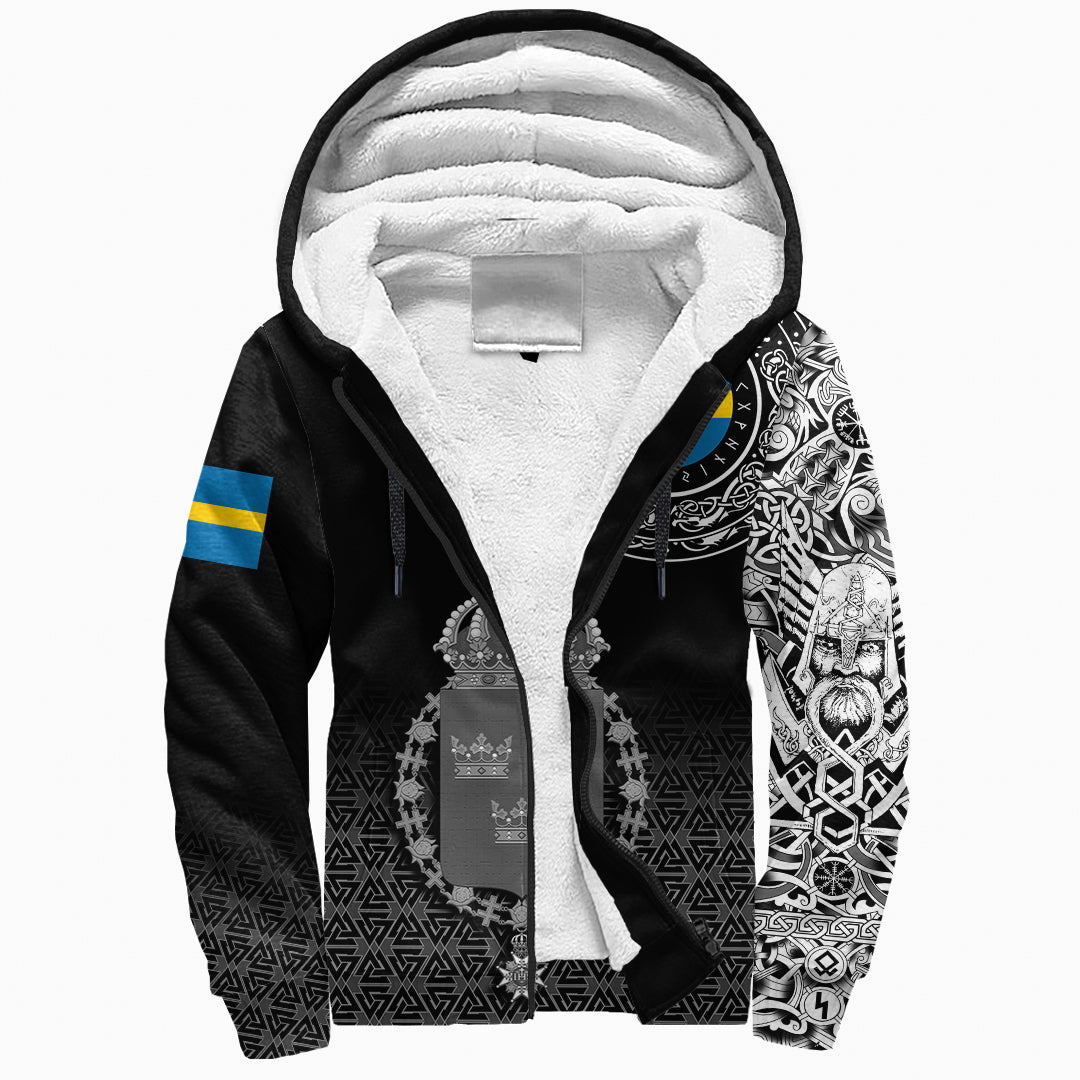 Viking Sherpa Hoodie - Sweden Coat Of Arms RLT12 - Wonder Print Shop