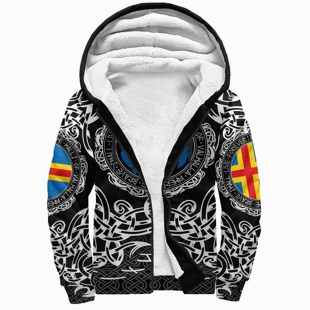 Viking Sherpa Hoodie - Aland Islands Viking Pattern RLT12 - Wonder Print Shop